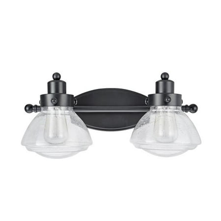 Aspen Creative 62061 Two Light Metal Bathroom Vanity Wall Aspen Creative 62061 Two Light Metal Bathroom Vanity Wall Fixture 17 1 2 Wide Transitional Design In Black With Clear Seedy Glass Shade