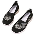 thumbnail image 2 of Domzle Womens Orthopedic Shoes Wide Width Butterfly Embroidered Slip On Knitting Flat Loafers Walking Shoes Soft Breathable Lightweight Mesh Sneakers with Arch Support Black 38, 2 of 6
