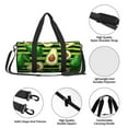 thumbnail image 6 of Xecao Avocado Green Striped print Round Travel Duffel Bag is a foldable gym bag with an inner pocket, perfect for travel sports, 6 of 8
