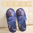 thumbnail image 2 of Bixox Men's Women's Enchanted Forest Stag Gathering Patterned Plush House Slippers, Memory Foam Slippers, Indoor and Outdoor Warm Plush Bedroom Shoes, Soft Flat Sole, Comfortable and Non-slip, 2 of 5