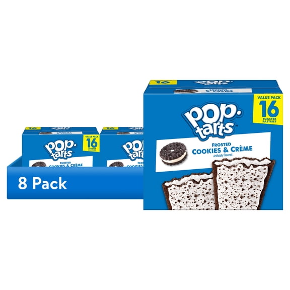 (8 pack) Pop-Tarts Frosted Cookies and Creme Toaster Pastries, Breakfast Foods, Shelf-Stable, 27 oz (16 Count)