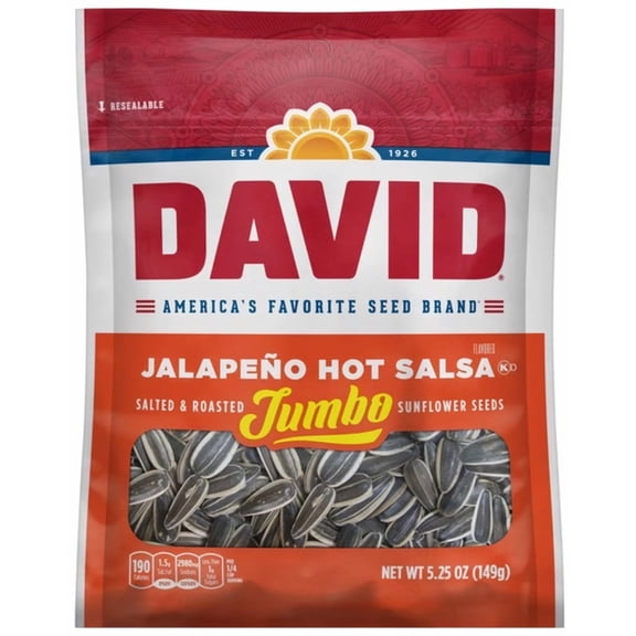 David Jalapeno Hot Salsa Sunflower Seeds, 5.25 oz Bag (Pack of 6)