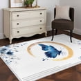 thumbnail image 4 of Butterfly Washable Area Rugs 3'x5', Watercolor Blue Grey Butterfly Floral Leaf Low Pile Throw Living Room Rug Non-Slip Sturdy Edge Binding Carpet for Indoor Entryway Bedside Kitchen, 4 of 9