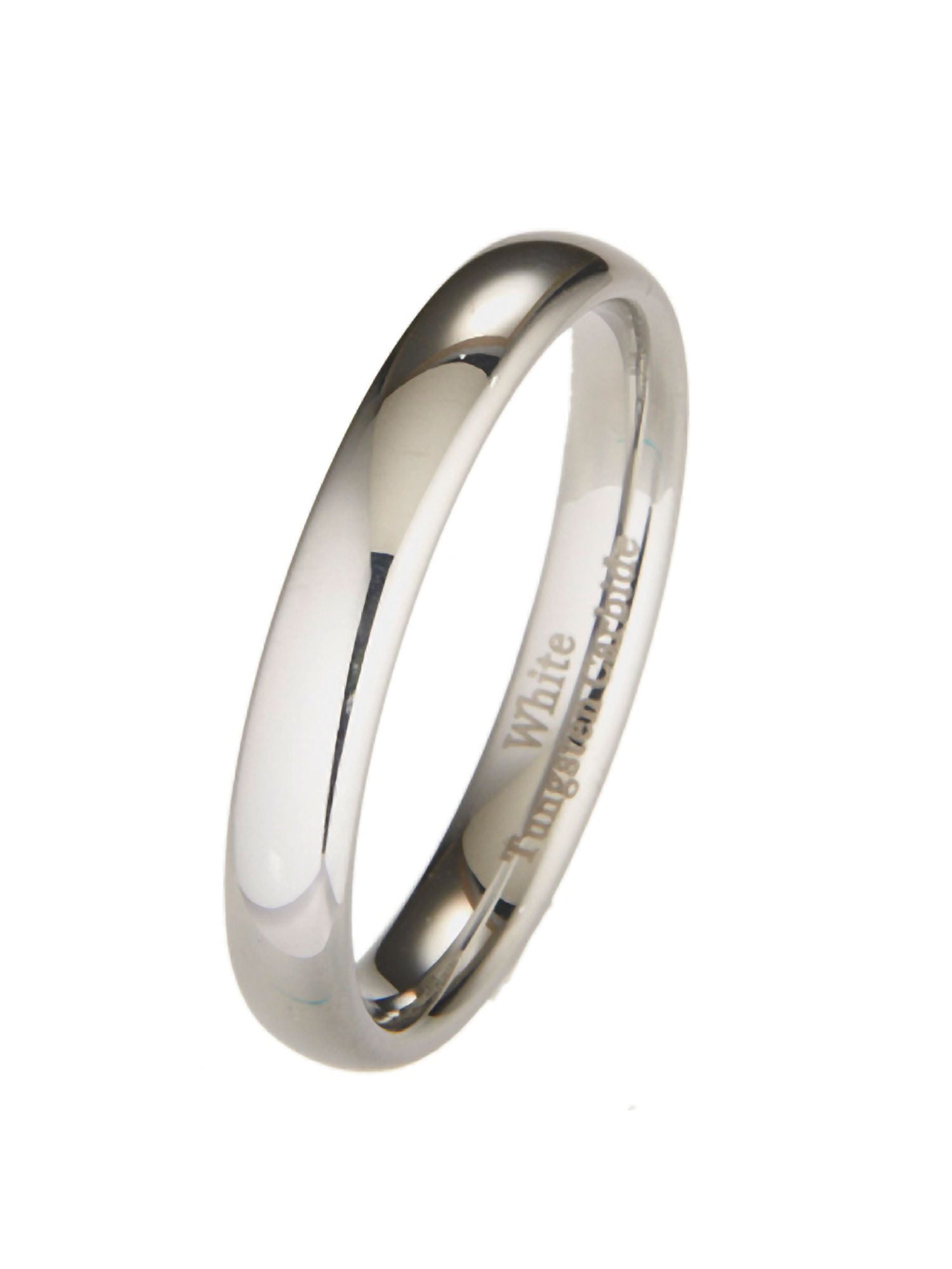 White Tungsten Carbide 4mm Classic Polished Wedding Band Ring - Walmart.com