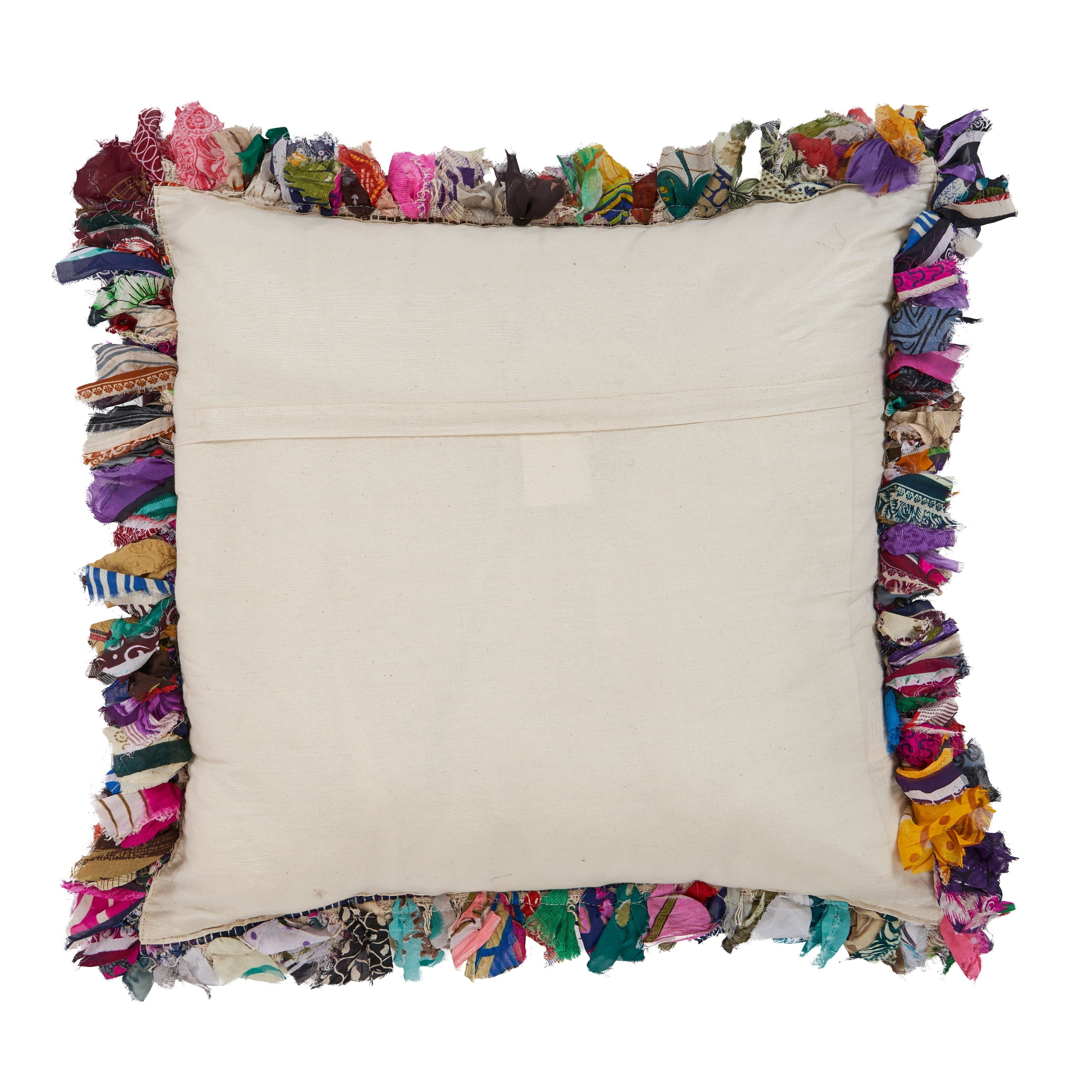 Ox Bay Eli Set of 4 Boho Striped 18" x 18” Recycled Material Adult Decorative Feather Filled Pillow Set