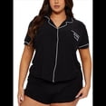 thumbnail image 2 of Conjuntos de Pijama para Mujer, Pijamas Suaves de Corta con Botones, Conjuntos de Pijama de Verano Negro S, 2 of 10