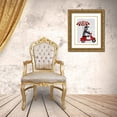 thumbnail image 3 of Fab Funky 12x14 Gold Ornate Wood Framed with Double Matting Museum Art Print Titled - Penguin On Red Moped, 3 of 4