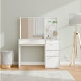 thumbnail image 3 of Kappesberg Topaz Vanity Table with 5 Drawers, Mirror & Open Niches – White, 53.5"W, 3 of 8