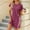 Hot Pink, variant on Kmdttou Women's Short Sleeve Loose Plain Dresses Fashion Plus Size Women Loose Round-Neck Summer Short Sleeve Mini Dress