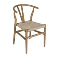 thumbnail image 2 of Emma + Oliver Wishbone Style Wooden Dining Chair with Kraft Paper Rope Seat, Stackable Design, and Oak/Natural Finish, 2 of 11
