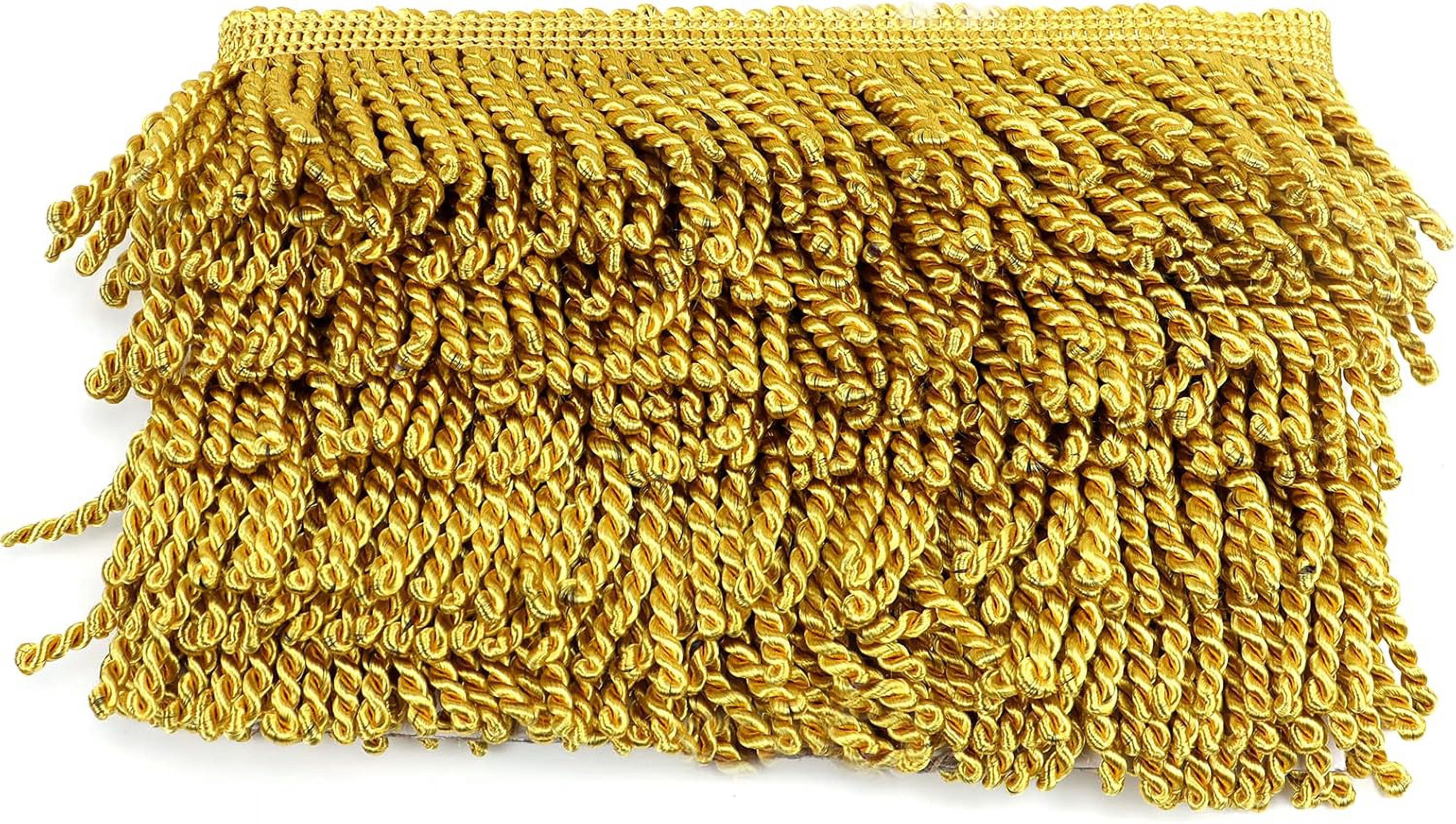 QIUYI Curtain Fringes Bullion Fringe Trim 2.5 inches x 14 Yards Tassel Fabric Trims Lace Cotton Polyester Fibre for Crafts Macrame Curtains Lamp Shade Couch Sofa Home Decor Wedding Decorations