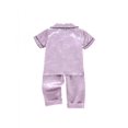 thumbnail image 2 of Kids Cotton Pajamas Set, Toddler Short Sleeve Button Down Top Pants Nightwear Girls Boys Pjs Sleepwear for 1-6T, 2 of 5