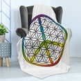 thumbnail image 4 of Hippie Soft Flannel Fleece Throw Blanket, Life and Peace Forming Flower in Rainbow Colors Abstract Style Design, Cozy Plush for Indoor and Outdoor Use, 70" x 90", Multicolor, by Ambesonne, 4 of 5
