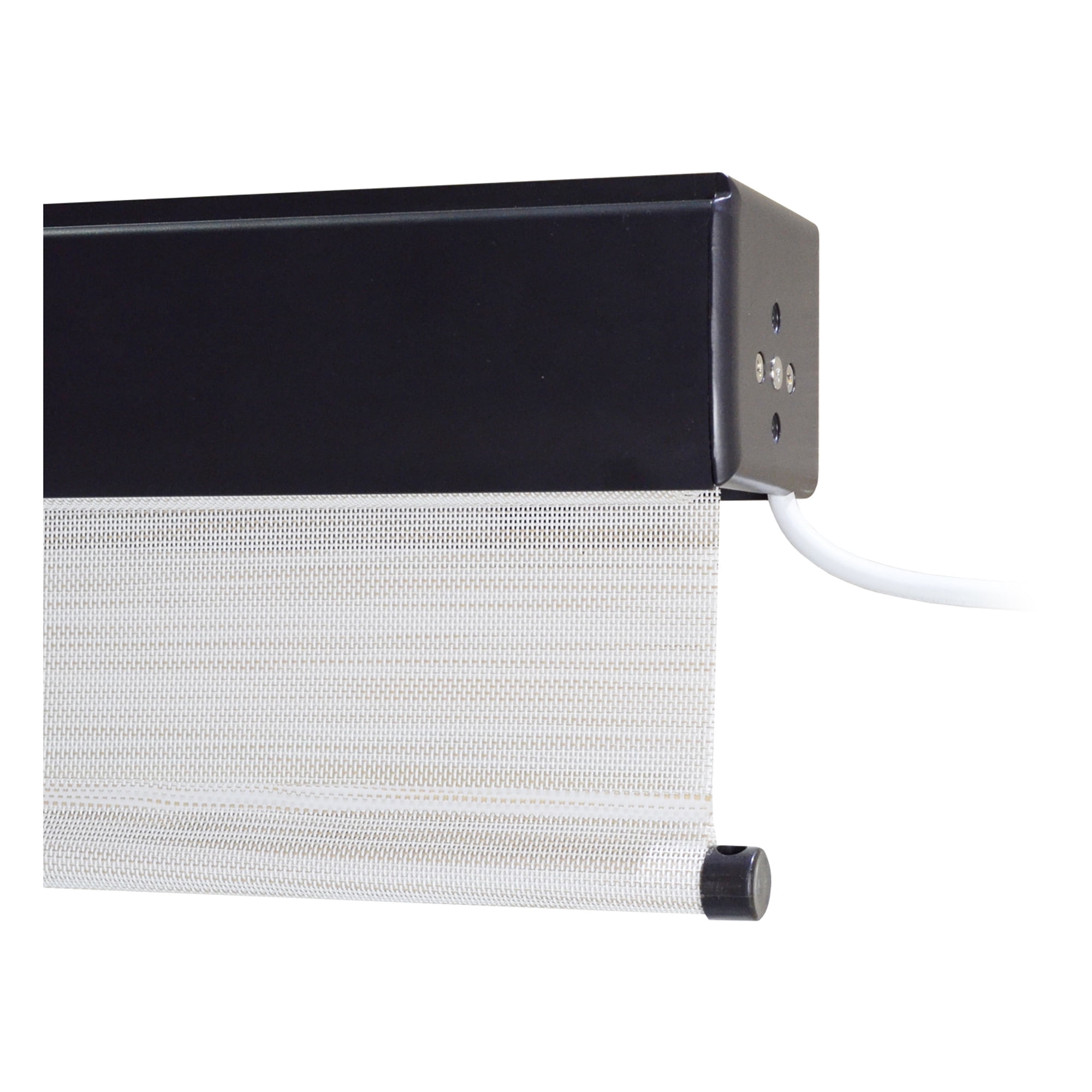 Keystone Fabrics Motorized PVC Outdoor Patio Sun Shade 8ft Wide (White/Tan)