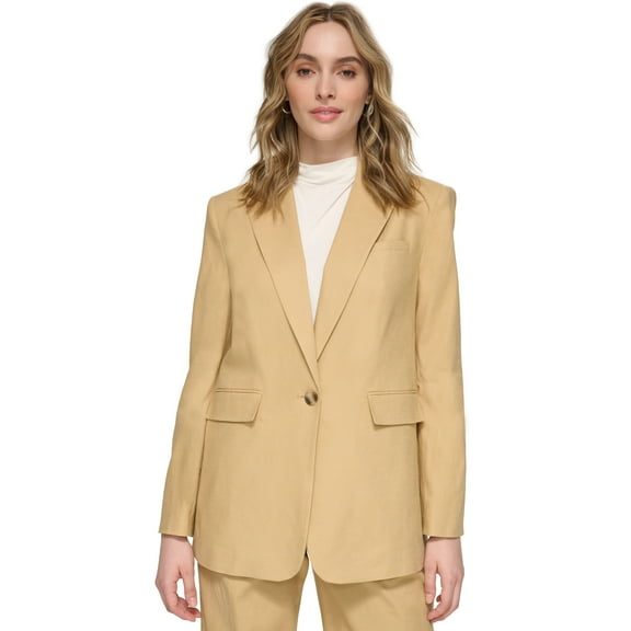 Women's Linen-Blend One-Button Blazer Biscotti 4