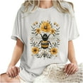 thumbnail image 6 of Njoeus Going Out Tops for Women T Shirts for Women Women's Summer Floral T Shirt Cute Bee Graphic Tee Loose Crew Neck Tees Short Sleeve Casual Tops Flowers Print Blouse S-Xxl Short Sleeve Womens Tops, 6 of 6
