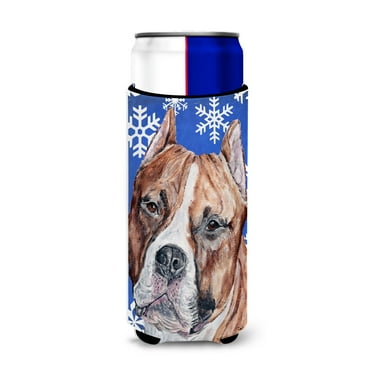 Staffordshire Bull Terrier Staffie Winter Snowflakes Ultra Hugger for slim cans