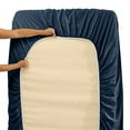 thumbnail image 2 of 1800 Thread Count 4 Piece Deep Pocket Egyptian Comfort Bedroom Bedding Sheet Set King Size Navy Blue Colour, 2 of 6
