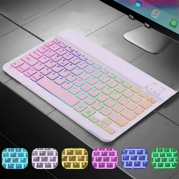 Wireless Keyboard Compatible with Bluetooth Portable Mute Glowing Keyboard Practical Accessories(White)