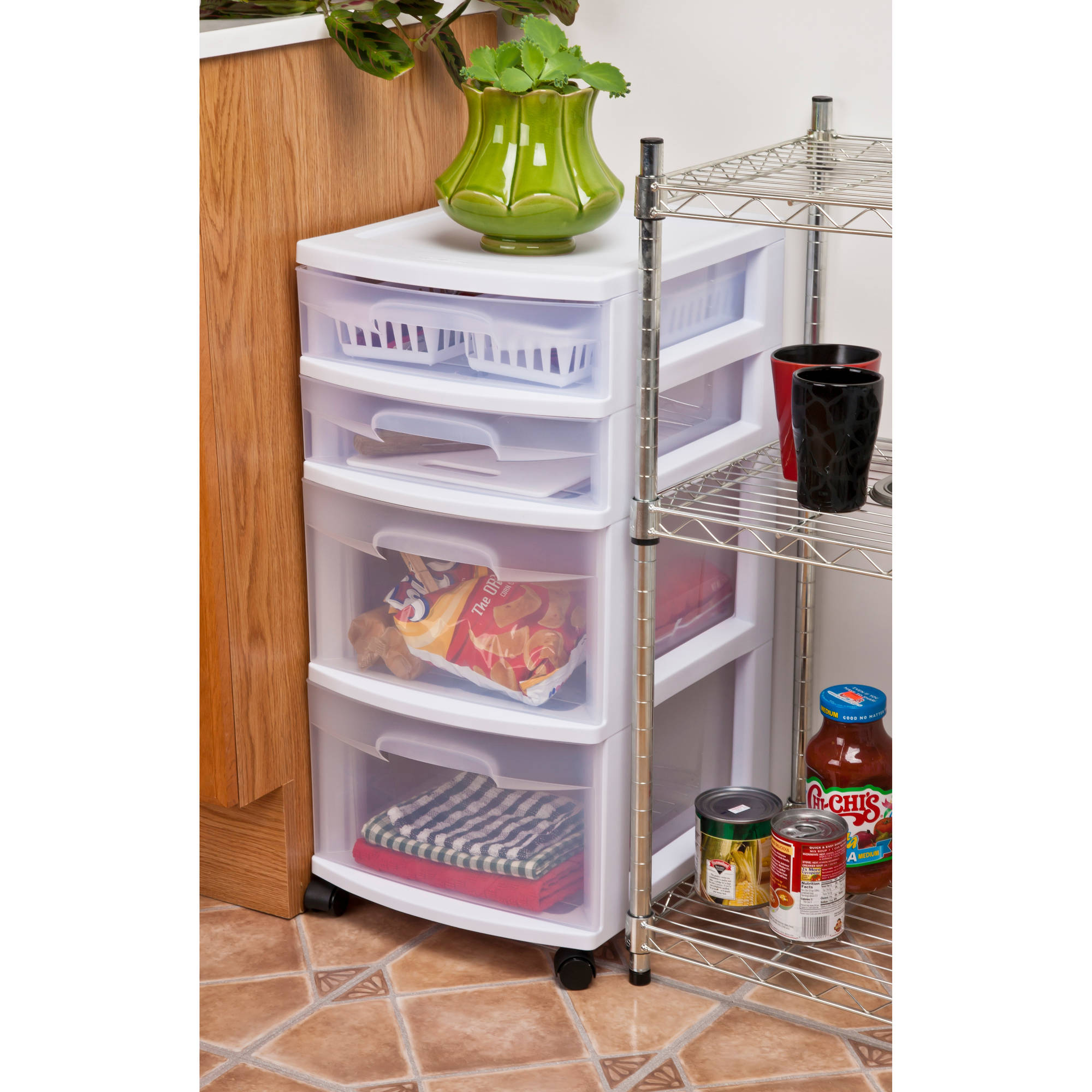 Sterilite 4 Drawer Cart White Walmart Com