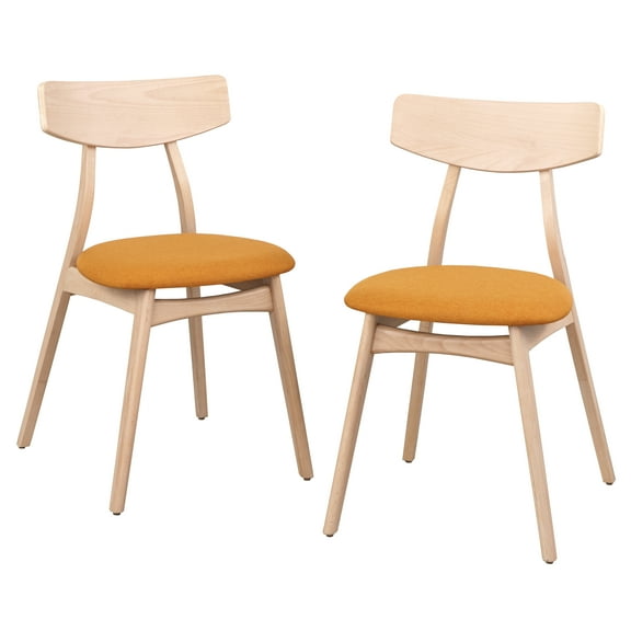 TMS Cadiz Indoor Dining Chair, Set of 2, Natural/Orange