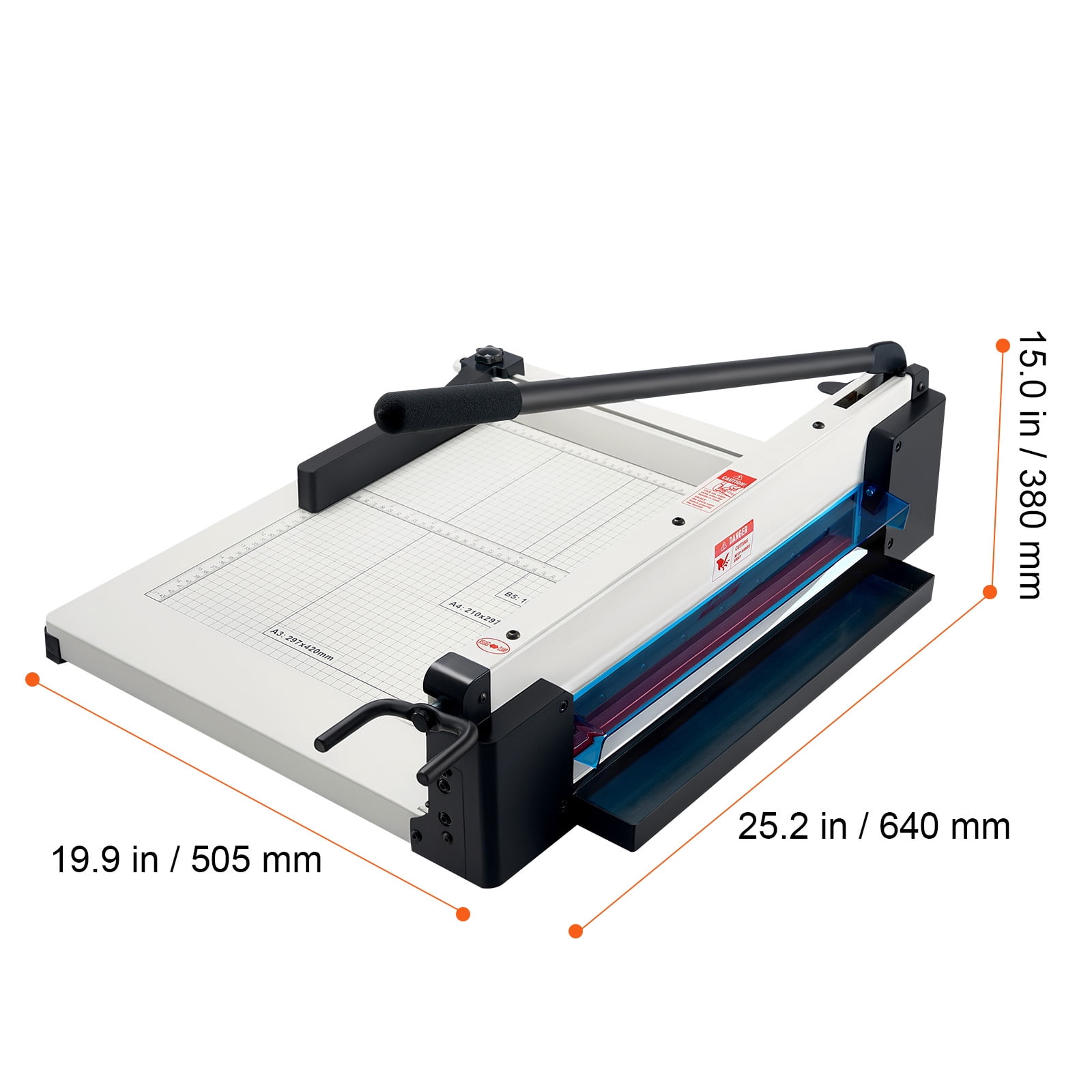 KFFKFF Robust Paper Slicer, 17" Professional Industrial Paper Slicing Device for A3 Paper, Can Handle 400 Sheets, Built with Durable Steel, Stack Paper Cutting Tool for Office, Home, in White