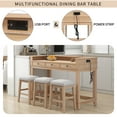 thumbnail image 4 of Euroco 4-Piece Kitchen Bar Table and Chairs Set for 3,Retro Dining Room Set with Power Outlet,3 Drawers & 3 Stools for Small Spaces,Natural, 4 of 10