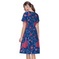thumbnail image 2 of Bixox Robe d'Été à Manches Courtes pour Femmes Robe Ample Longueur Genou avec Poches-Poulet et Coq, 2 of 7