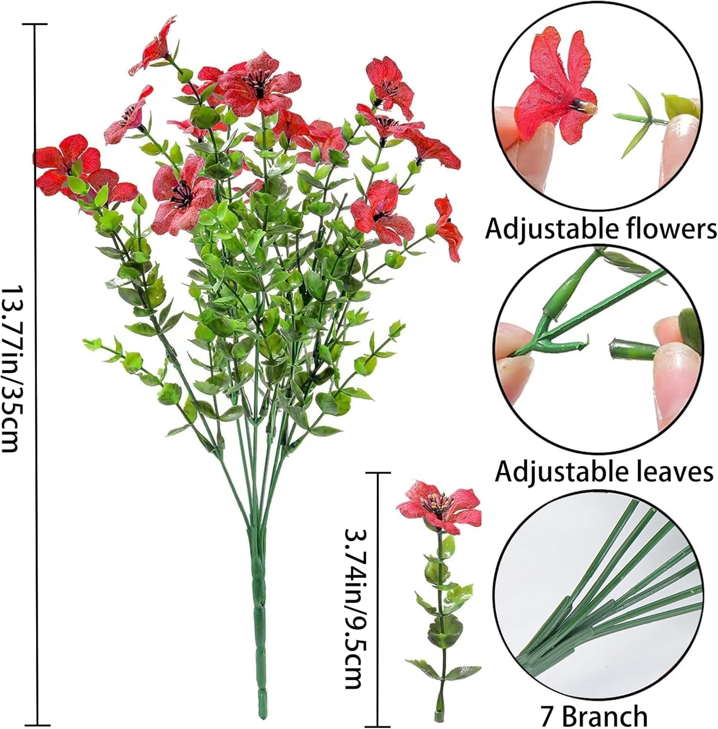 ZOELNIC 12 Bundles Artificial Flowers Fake Flowers Eucalyptus Plants UV Resistant Colorful Silk Plastic Flowers for Home Kitchen Bedroom Wedding Garden Farmhouse Window Box Party Decor
