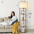 thumbnail image 6 of ATAMIN Alvis Edge Tall Standing Modern Corner Floor Lamp with Shelves, Decorative Floor Lamp, Walnut, 72", 6 of 6