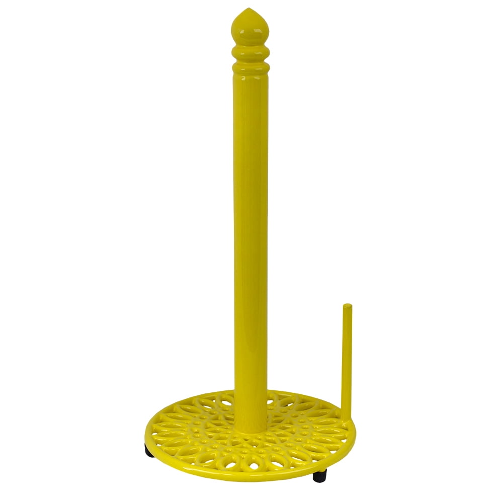 Home Basics Sunflower Collection Cast Iron Paper Towel Holder, Yellow