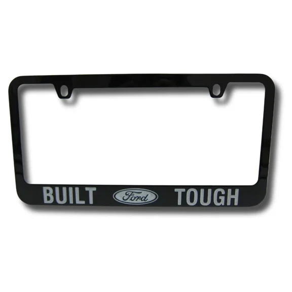 Built Ford Tough Engraved Logo Solid Metal Black License Plate Frame
