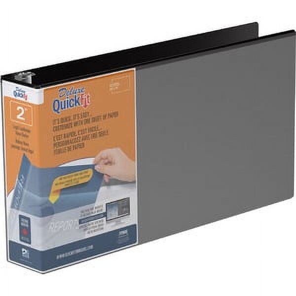 QuickFit Deluxe 11x17 Binder - 2 Binder Capacity - Tabloid - 11 x 17  Sheet Size - D-Ring Fastener(s) - Inside Front & Back Pocket(s) - Black -  Recycled - Heavy Duty, Ink-transfer Resistant, Spine, Locking Ring - 1 Each