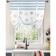 thumbnail image 3 of Coastal Christmas Tie Up Curtains for Window, Xmas Tree Starfish Beach Blue Striped Thermal Insulted Balloon Shade Adjustable Rod Pocket Curtains Valance Panels for Kitchen Bathroom Café 52 x 45, 3 of 7