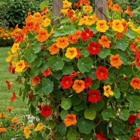 Nasturtium Live Plant in 4 Inch Pot, 4-6? Tall Nasturtium Flower Starter Plant for Planting, Flower Vine Plants, Well Rooted
