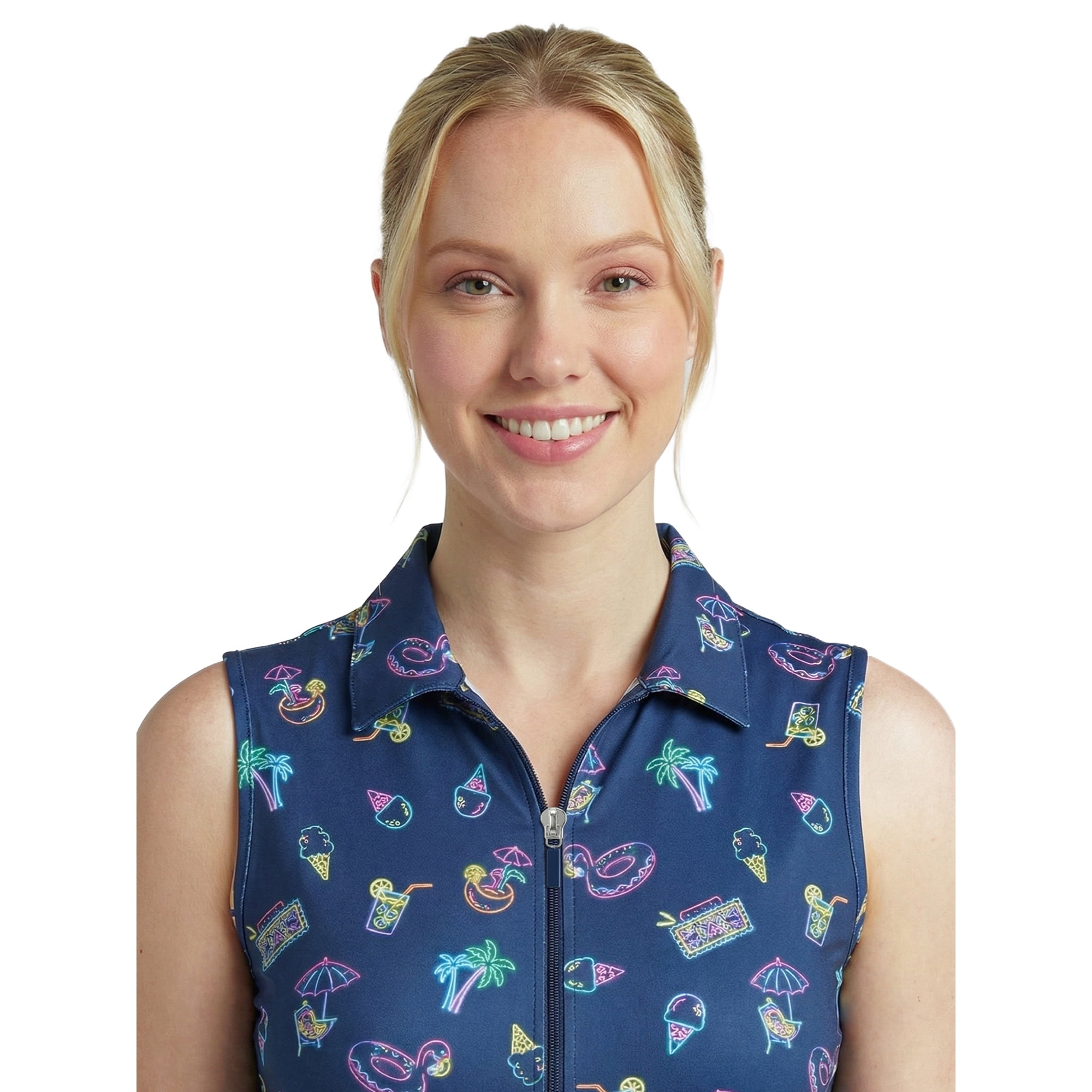 Birdie Bound Women's Ida Sleeveless Active Polo Dress with UPF30+, Sizes XS-2XL