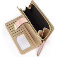 thumbnail image 5 of Women's Long Leather Card Holder Purse Zipper Buckle Elegant Clutch Wallet Color: Pink, 5 of 6