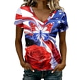 thumbnail image 5 of WEIWEN 250th Anniversary USA Shirt Women America 250 T Shirts V Neck Short Sleeve Celebration Patriotic USA Flag Printed 1776-2026 Tshirts Shirts for Women Tops Blue XXXL, 5 of 7