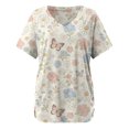 thumbnail image 4 of MEICHEN Spring Fresh Small Print Casual and Comfortable Stylish Women's Top Summer T Shirts for Women, 4 of 5