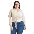 thumbnail image 1 of Blusa con jareta ajustable Roman Fashion /Tallas Extras, 1838 (Beige) beige 42, 1 of 6