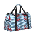 thumbnail image 2 of Fotbe Red Funny Crab on Blue Stripe Bolsa de Viaje con Estampado, Bolsa de Fin de Semana para Mujer con Compartimento para Zapatos, Bolsa de Gimnasio con Bolsillo Húmedo, 2 of 7