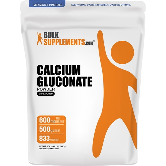 BulkSupplements Calcium Gluconate Powder - 500 Grams (1.1 lbs)