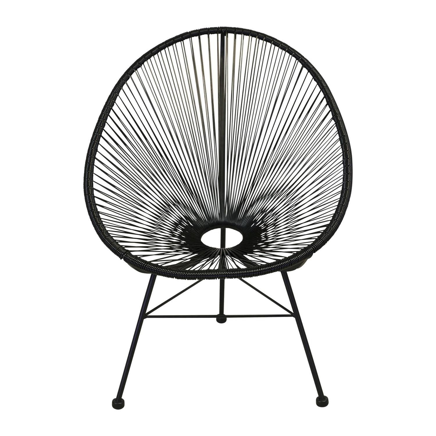 Plata Import Acapulco Chair in Black, Wire Lounge Chair, Plastic Lounge Chair, Beach Lounge Chair, Indoor-Outdoor Lounge Chair, Patio Lounge Chair, Oval Lounge Chair