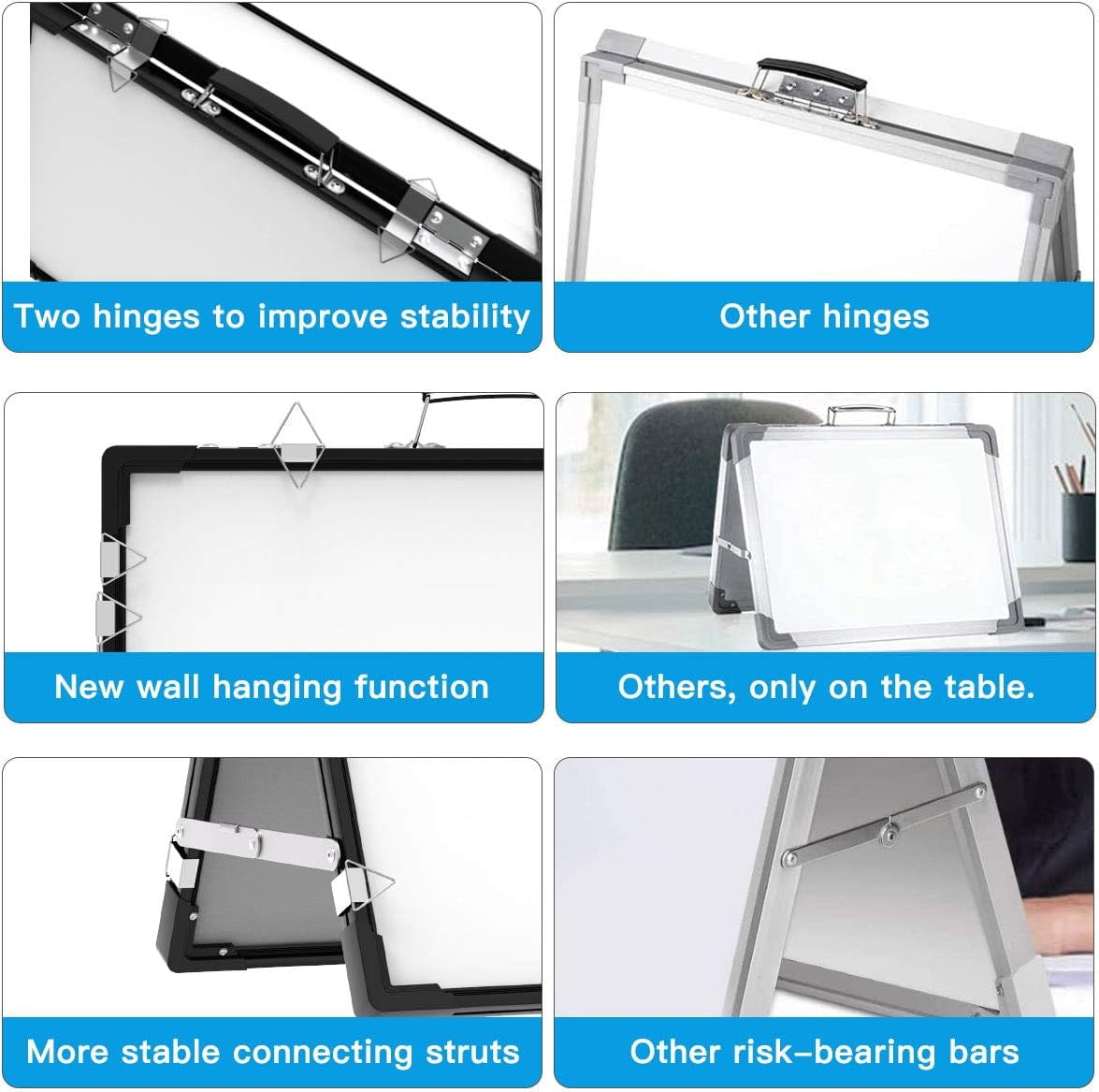 Whiteboard Dry Erase Boards,Foldable Hanging Wall Desktop Boards Easel for Office 24x18 Inch