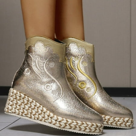 Tponi Boots For Women Clearance Shoes Women Boots Womens Comfort Boots Round Toe Mid Heel Ankle-High Formal Chelsea Boots