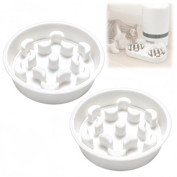 Slow Feeder Bowl for Petlibro Granary Dual 5L Automatic Feeder, Pet Food Insert with Portion Control Design for Cats and Dogs, White, 2 Pack