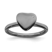 Stackable Expressions Sterling Silver Ruthenium-Plated Heart Diamond Ring, Size 6 (0.01CTW)