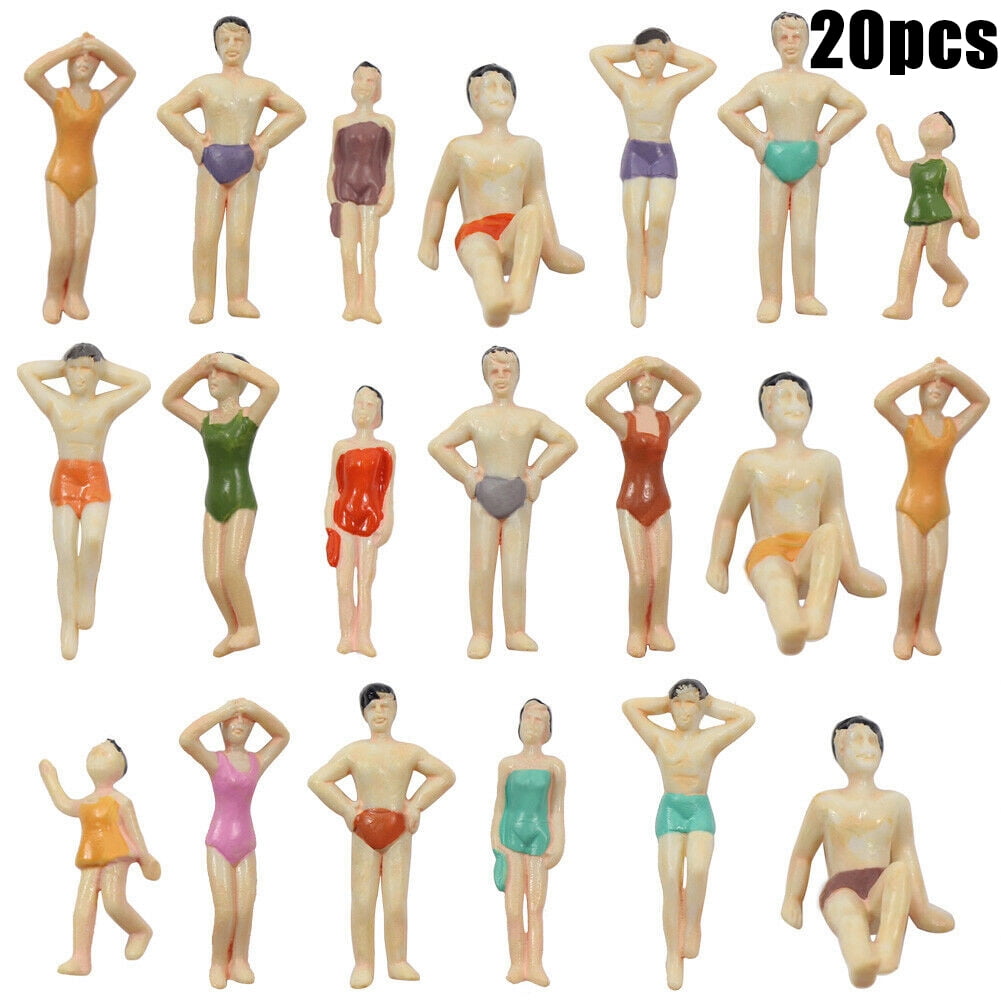20/40pcs Assorted Color Swimming Figures O Scale 1:48 People Model Layout