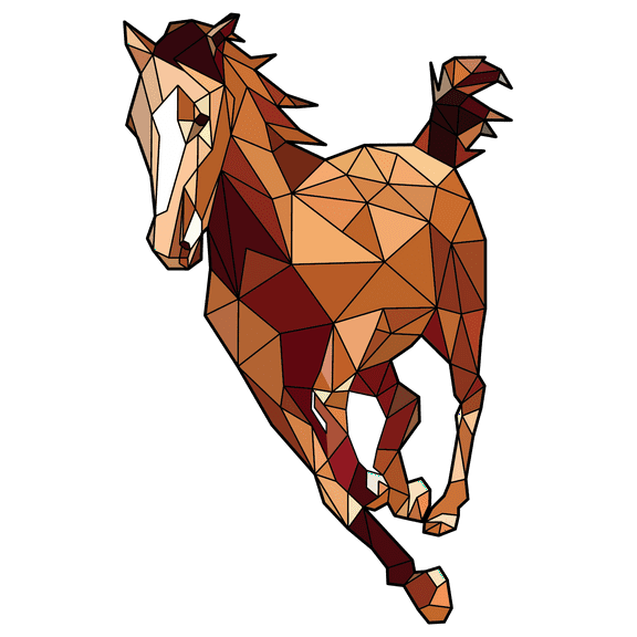 Removable Kids Bedroom Domestic Animal Decoration Wild Horse Stallion Portrait Mosaic Line Art Design Removable Wall Decal - 20" x 31" Multicolored Home Living Room Stained Glass Animal Wall Sticker