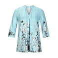 thumbnail image 3 of FASHIONWT Women Elegant 3/4 Sleeve Blouse Tunic V-Neck Pattern T-Shirts, 3 of 4